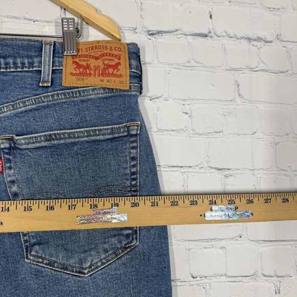 Levis 505 Jeans Men Size 40X32 Denim Medium Washed Blue Straight Leg Western - Picture 14 of 15
